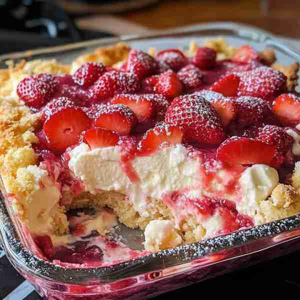 Strawberry Cheesecake Dump Cake 🍰 A delicious and easy dessert perfect for any occasion! 📋 Ingred...