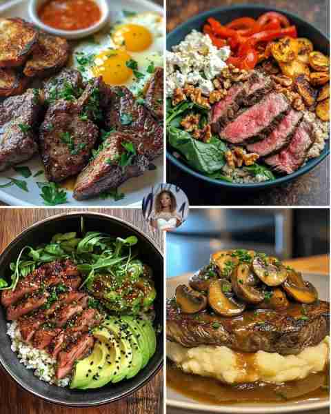 Garlic Butter Steak & Roasted Cauliflower Bowl Get ready for a delicious weeknight dinner! This Garl...