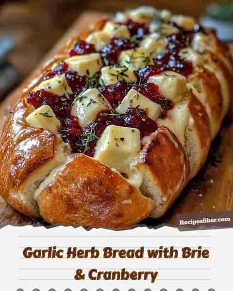 Garlic Herb Sourdough Bread Stuffed with Brie & Cranberry 🍞🧀🍂 Delight your senses with this warm,...