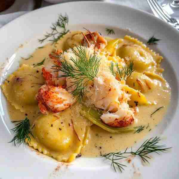 Lobster Ravioli in Creamy Leek Sauce 🦞 Ingredients: For the Ravioli (store-bought or homemade): 12–...