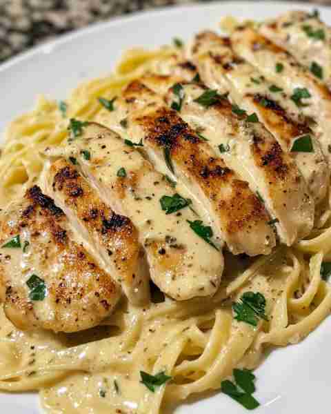 Creamy Spinach Fettuccine with Herb Butter Chicken Ingredients: 2 boneless, skinless chicken breasts...