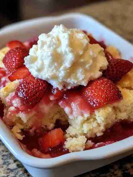 Sourdough Discard Strawberry Shortcake Cobbler A dreamy mix of juicy strawberries and tender, golden...