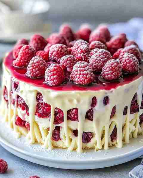 🍰✨White Chocolate Raspberry Poke Cake✨🍰 🧁 Ingredients: 1 box white cake mix 1 cup milk 1/2 cup...