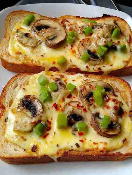 Cheesy Mushroom Toast Melts 🧀🍄 A melty, savory snack win that’s totally addictive! 📝 Ingredients:...