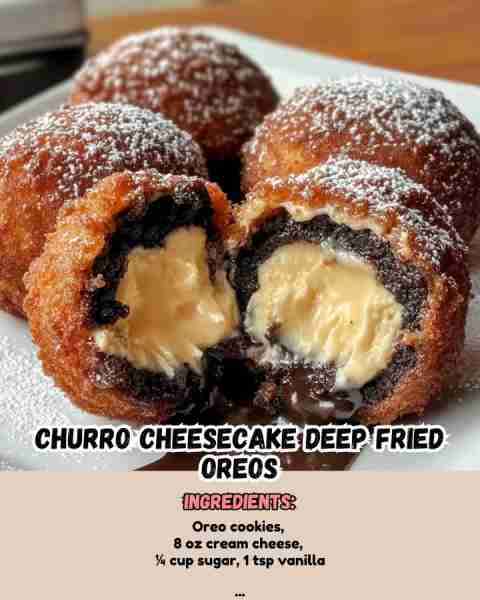 Churro Cheesecake Deep Fried Oreos ingredients * Oreo cookies * 8 oz cream cheese * ¼ cup sugar * 1...