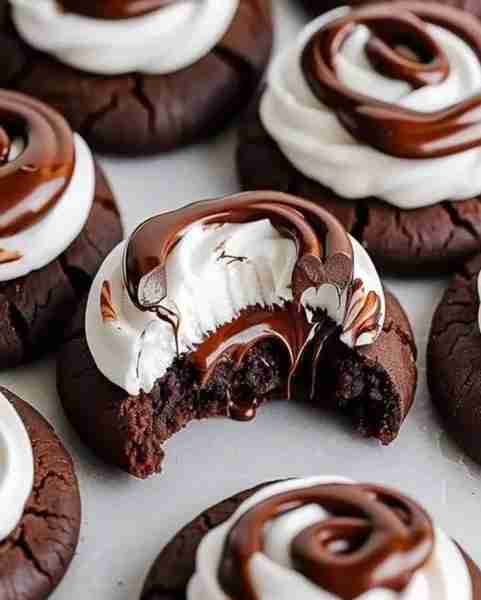 Gooey Chocolate Marshmallow Cookies Ingredients: 1 cup all-purpose flour 1/3 cup cocoa powder 1/2 t...
