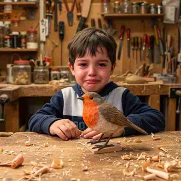 😢🪵 "I made it all by myself… I just hoped someone would notice." This little artist poured his hea...
