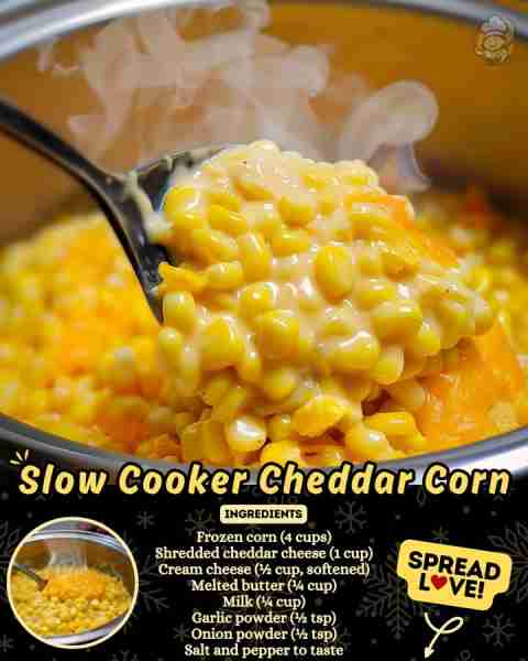 Everyone in the family loves this—clean plates every time! 😋 𝗦𝗹𝗼𝘄 𝗖𝗼𝗼𝗸𝗲𝗿 𝗖𝗵𝗲𝗱𝗱𝗮𝗿 𝗖𝗼𝗿𝗻 😋– Creamy, c...