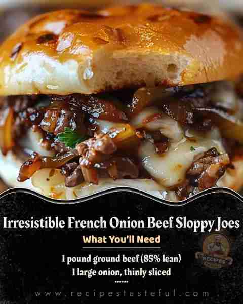 Irresistible French Onion Beef Sloppy Joes 1 pound ground beef (85% lean) 1 large onion, thinly slic...