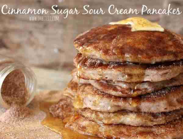 Cinnamon Sugar Sour Cream Pancakes! 🥞 Make Breakfast Super Special! Yummy! RECIPE BELOW!