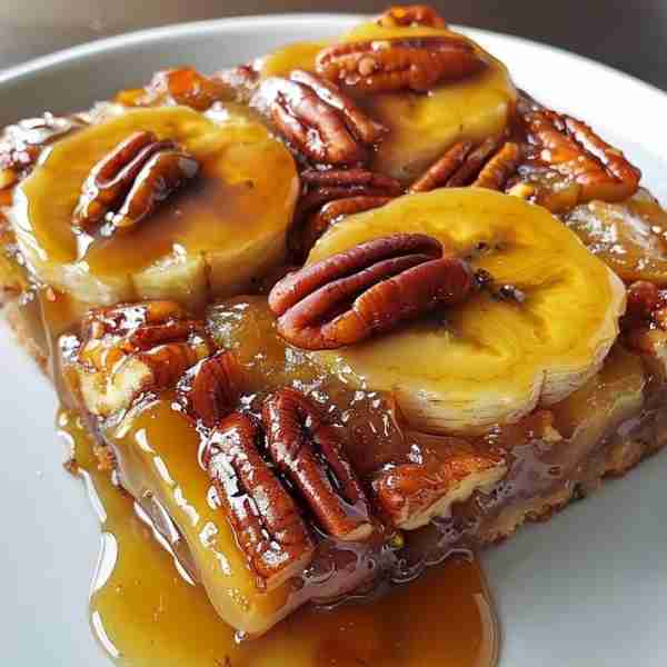 🍌🥮 Feast your eyes on this Upside-Down Caramel Pecan Banana Cake! Rich caramel, crunchy pecans, an...