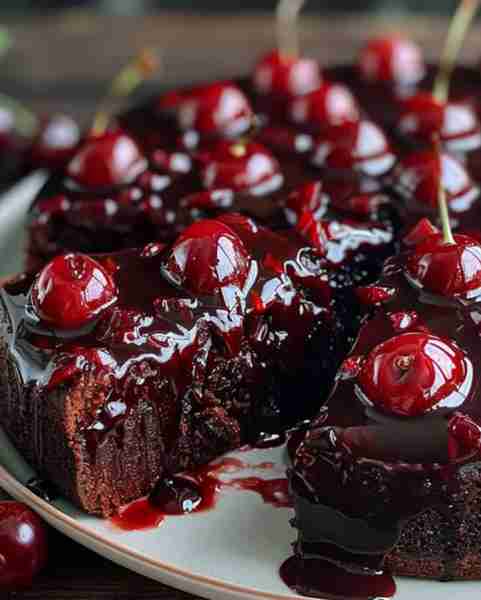 Luscious Black Forest Cherry Cake 😋🍫🍒 Ingredients: 1 3/4 cups all-purpose flour 2 cups granulated...