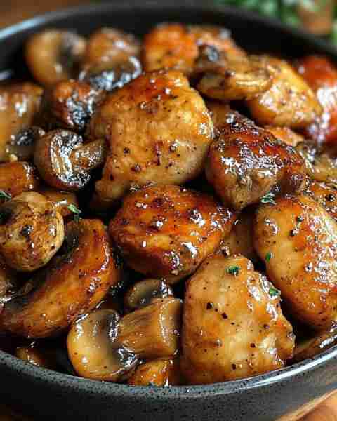 Black Pepper Chicken with Mushrooms 🍗🍄 Ingredients: 1 lb chicken breast or thighs, thinly sliced 1...