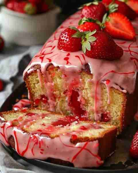 Luscious Strawberry Cake 🍓😋 Ingredients: 1 1/2 cups all-purpose flour 1/2 cup granulated sugar (ad...