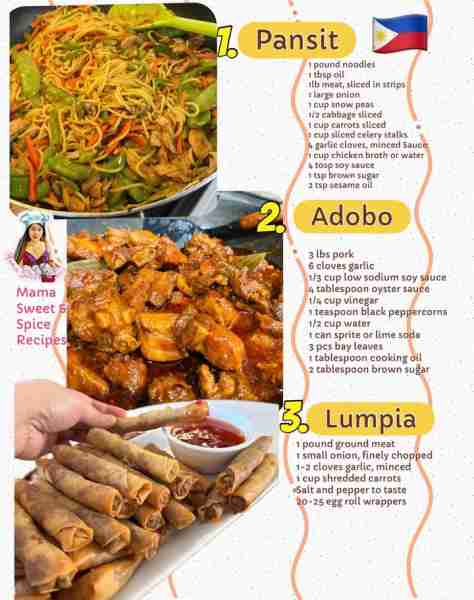 Perfect Meal in One plate! Filipino food that I love ❤️ ****Pork Adobo Ingredients: 3 Ibs meat 6 c...