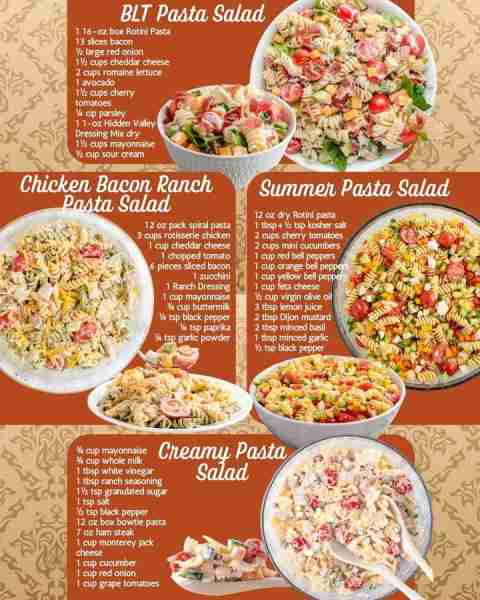 BLT PASTA SALAD: 1 16-oz box Rotini Pasta 13 slices bacon ½ large red onion 1½ cups cheddar cheese 2...