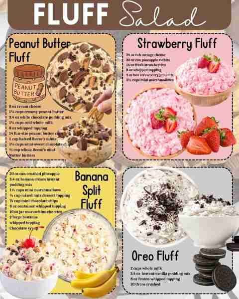 PEANUT BUTTER FLUFF: 8 oz cream cheese 1¼ cups creamy peanut butter 3.4 oz white chocolate pudding m...
