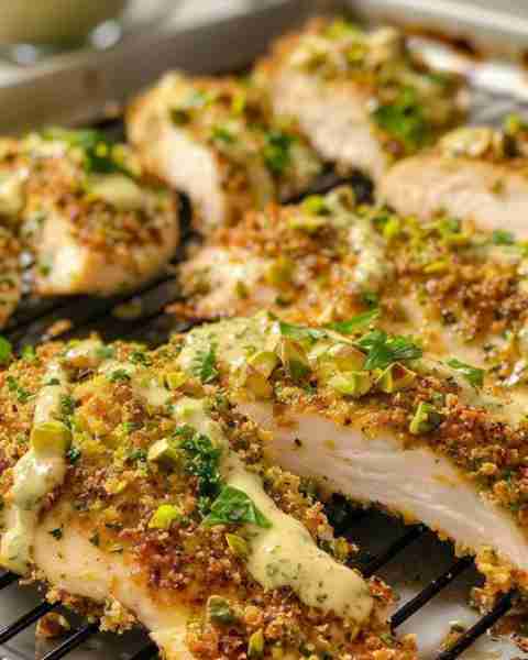𝐂𝐫𝐢𝐬𝐩𝐲 𝐏𝐢𝐬𝐭𝐚𝐜𝐡𝐢𝐨 𝐏𝐚𝐫𝐦𝐞𝐬𝐚𝐧 🍗✨ 𝐑𝐞𝐜𝐢𝐩𝐞 ***Ingredients: 2 large chicken breasts, about 1 pound 1 cup d...