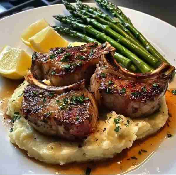 Succulent Lamb Chops on Creamy Lobster Mash with Roasted Asparagus Recipe Ingredients: For the Lamb...