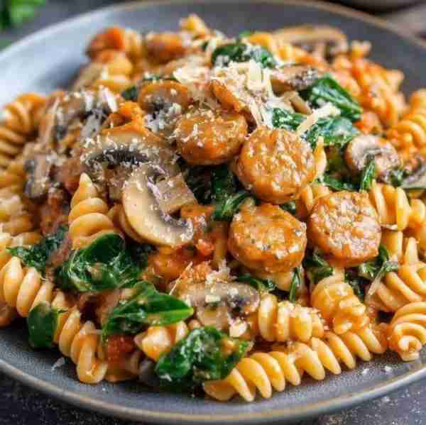 Creamy Sausage and Spinach Pasta Ingredients 🛒 8 oz rotini pasta (or any short pasta) 1 lb Italian...