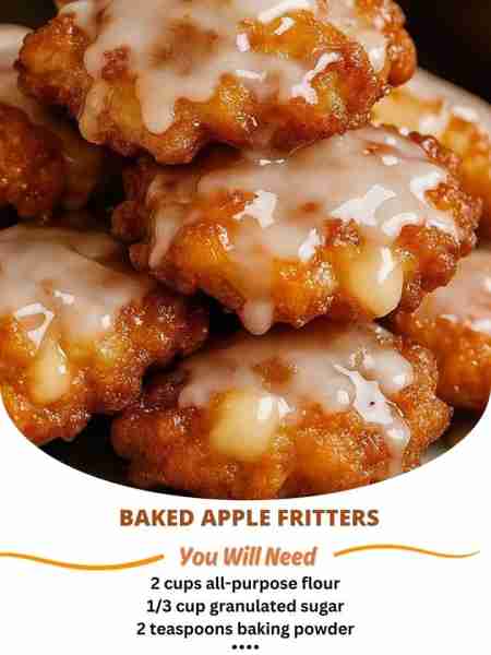 Baked Apple Fritters Ingredients: - 2 cups diced apples - 1 cup all-purpose flour - 1/2 cup granulat...