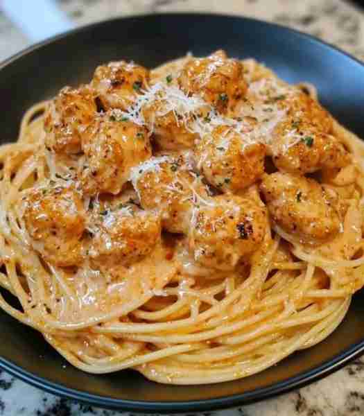 Spaghetti with Cajun Garlic Chicken Bites Ingredients: 1 lb boneless, skinless chicken breasts, cut...