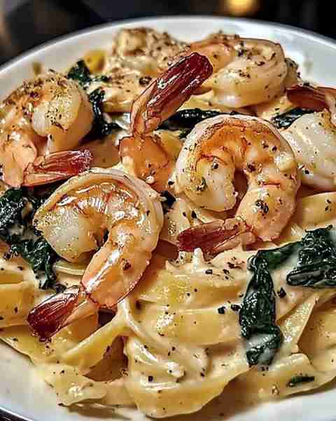 Creamy Garlic Butter Shrimp Pasta 🍝🦐 Dive into a delightful bowl of creamy garlic butter shrimp pa...