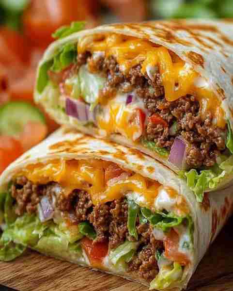 Crispy Nacho Cheese Beef Burrito Ingredients: 1 pound lean ground beef 1 cup Nacho Cheese Sauce ½ cu...