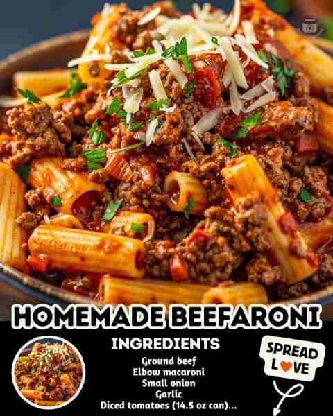 Homemade Beefaroni 👉 Cook It Tonight! 1 lb. ground beef 2 cups elbow macaroni 1 small onion, choppe...