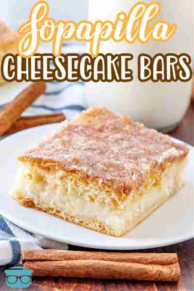 Easy Sopapilla Cheesecake is made with crescent roll dough, cream cheese, sugar, cinnamon and melted...
