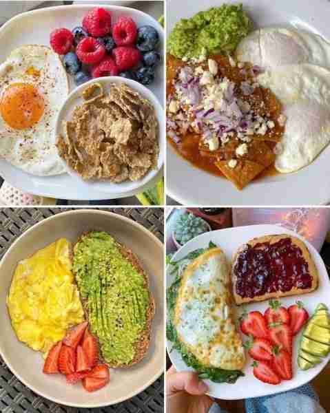 Fried Egg & Berry Bowl 🍳🍓🫐🥣✨ Sunny-side up egg Raspberries & blueberries Whole grain flakes or...