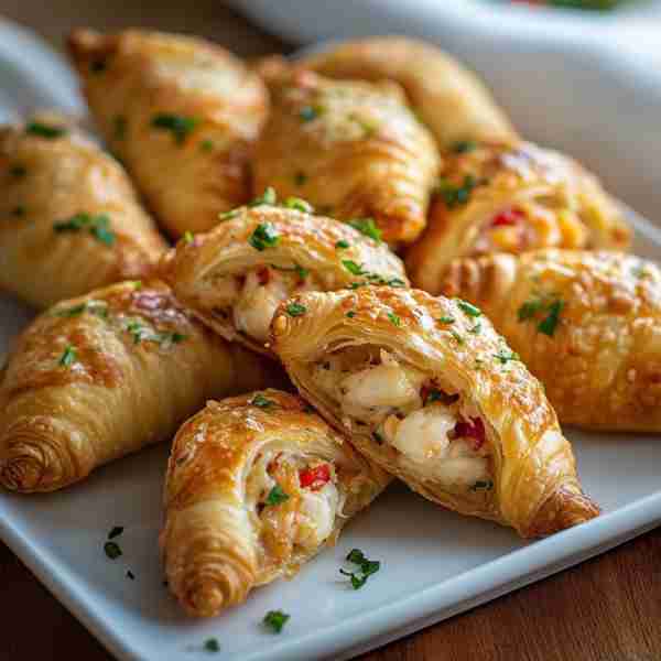 Crab Crescent Bites Delight Ingredients: 1 can refrigerated crescent roll dough (8-count) 1/2 cup co...