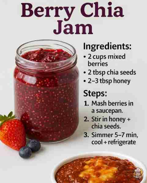 No pectin, no canning—just sweet, healthy goodness in minutes! 🍓 This Berry Chia Jam is my new go-t...