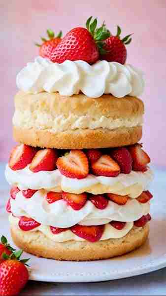 CLASSIC STRAWBERRY SHORTCAKE Ingredients Shortcake Layers: 2½ cups all-purpose flour 1 tbsp baking p...
