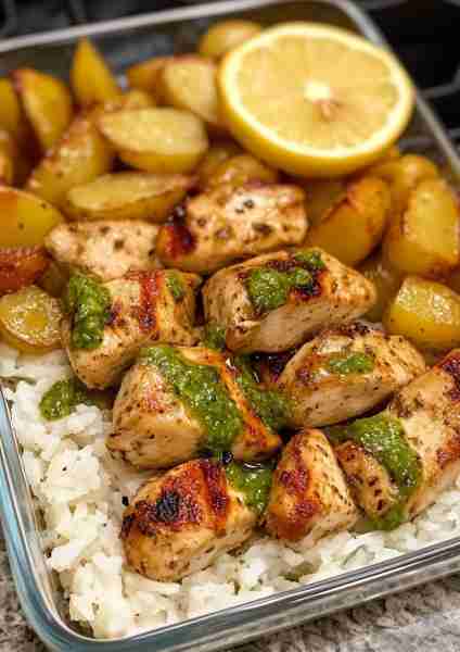 🇬🇷🍋🐔 Greek Lemon Chicken Alfredo with Hot Honey Avocado Pesto and Garlic Parmesan Roasted Potatoes...