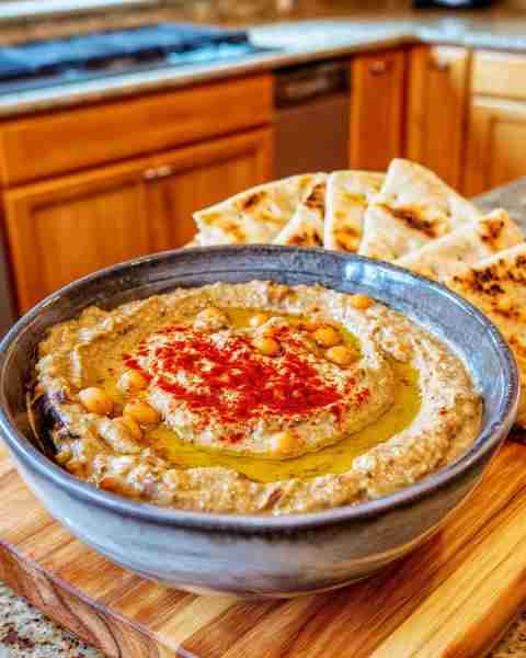 Delicious Plant-Based Smoky Roasted Eggplant & Chickpea Dip Easy Vegan Appetizer ✨😋 Ingredients: 1...