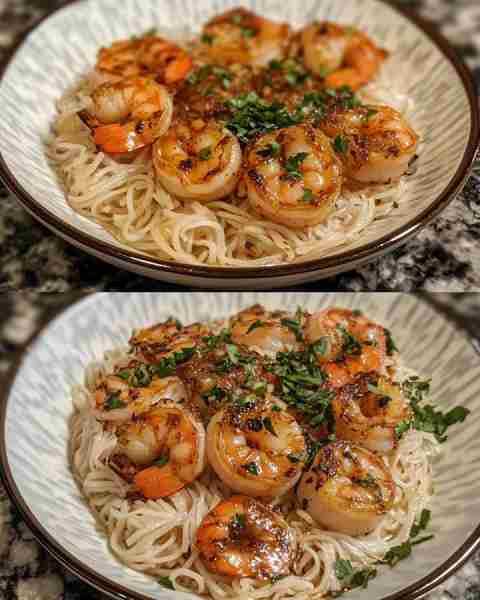 Garlic Ginger Shrimp with Rice Noodles Sautéed Garlic-Ginger Shrimp over Tender Rice Noodles with Ve...