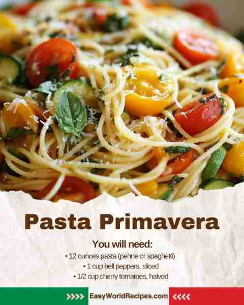 🇮🇹 Pasta Primavera (Fresh Veggie Pasta) A light and colorful pasta dish loaded with fresh seasonal v...