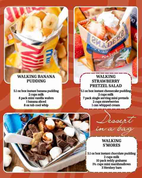 DESSERT IN A BAG! WALKING BANANA PUDDING: 5.1 oz box instant banana pudding 2 cups milk 8 pack mini...