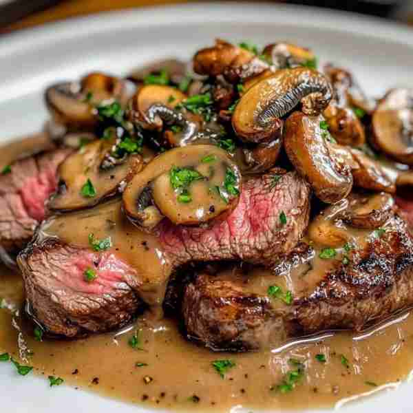 Grilled Steak with Creamy Mushroom Sauce Ingredients: For the Steak: 2 ribeye or sirloin steaks (1-i...