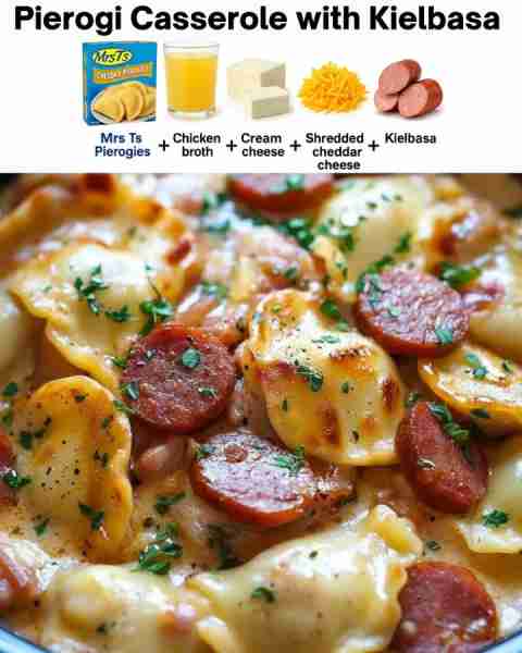 Crock pot Pierogi Casserole with Kielbasa Recipe 😍 "My mom used to make this and it was delicious!...