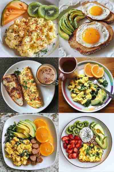 Scrambled Eggs with Melon & Kiwi 🍳🍈🥝🌿 Scrambled eggs with herbs Cantaloupe slices Kiwi rounds Av...