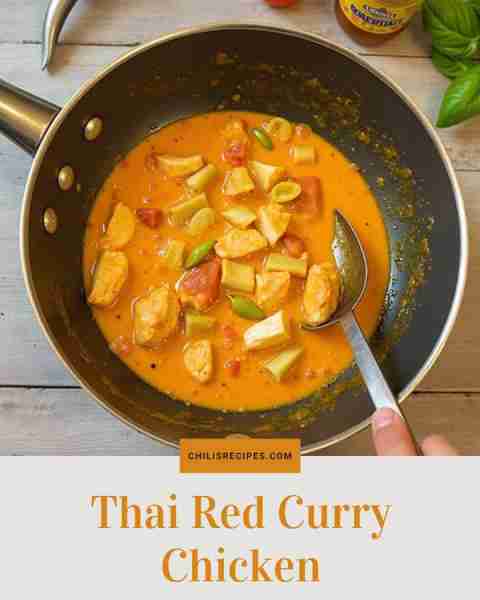 Thai Red Curry Chicken Ingredients: Chicken breast, red curry paste, coconut milk, bamboo shoots, ba...