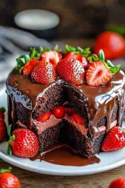 Chocolate Cake with Strawberry Filling☺️🥰 Ingredients For the Chocolate Cake: • 2 cups all-purpose...