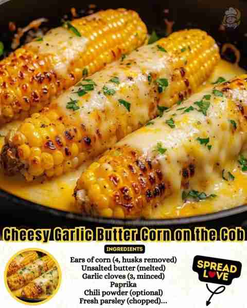 Cheesy Garlic Butter Corn on the Cob—𝗗𝗼𝗻’𝘁 𝗟𝗼𝘀𝗲 𝗧𝗵𝗶𝘀 𝗥𝗲𝗰𝗶𝗽𝗲 🫵 📝 Ingredients: • 4 ears of corn (hus...
