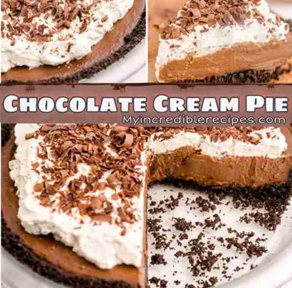 Incredible Chocolate Cream Pie! 🤎🥄🤎 A Cookie Crust & Real Whipped Topping! 💖 Get the Recipe in t...