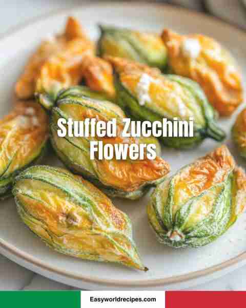 🌸 Stuffed Zucchini Flowers 🇮🇹🍃 Delicate zucchini blossoms filled with creamy cheese—light and irre...