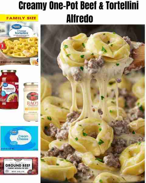 ✨ Creamy One-Pot Beef & Tortellini Alfredo ✨ What Makes It Irresistible? This dish is pure comfort...