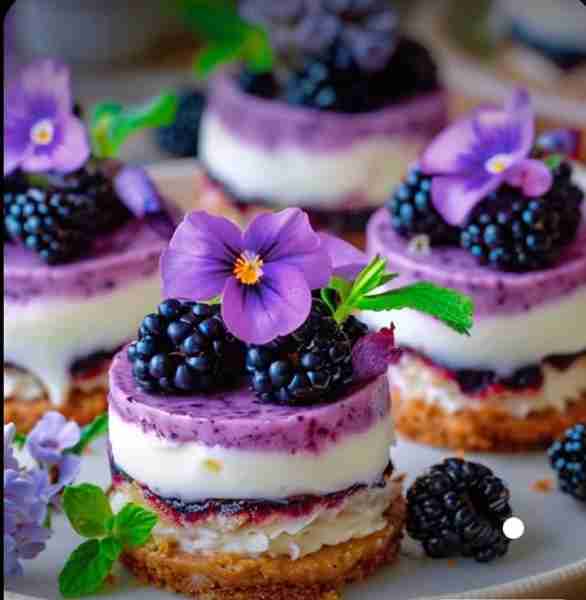 Blackberry Cheesecake Bites with a Purple Layer. Ingredients: For the crust: 1 1/2 cups graham crack...