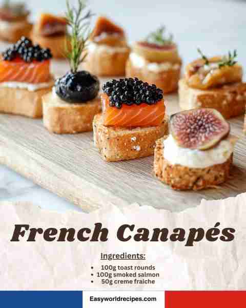 🇫🇷 Elegant French Canapés (Savory Party Bites) 🥂 Tiny, tasty, and beautifully topped—these festive...